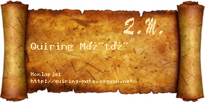 Quiring Máté névjegykártya